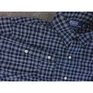 Polo Ralph Lauren Flannel Shirt Mens Large Lowell Sport Blue Gray Plaid